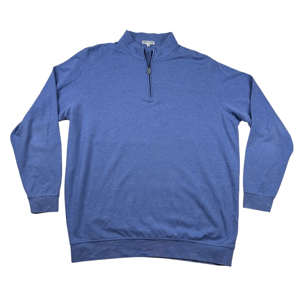 Peter Millar  Sweater Mens XXL Blue 1/4 Zip Pullover Cotton Modal Blend Preppy